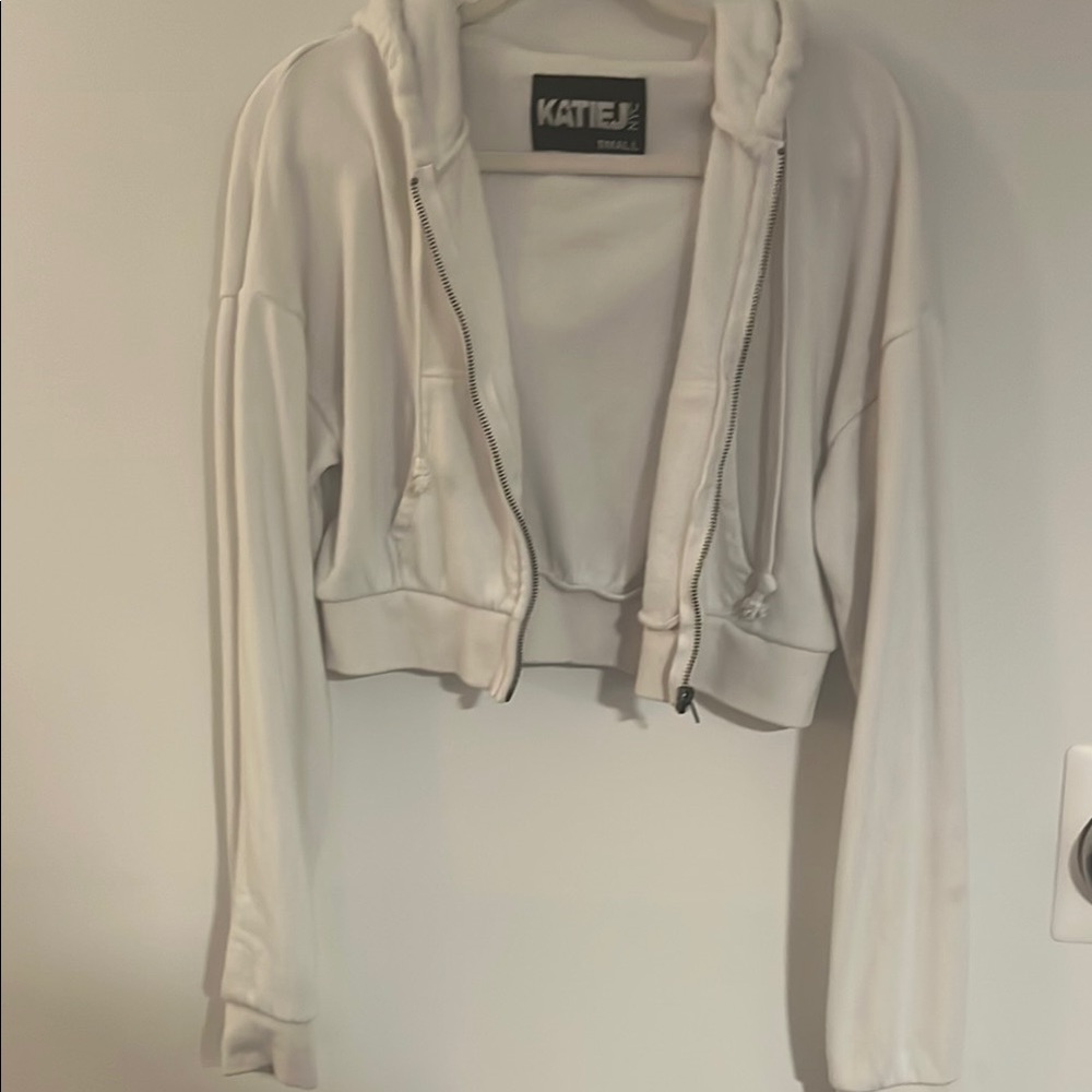 Katie J White Cropped Hoodie